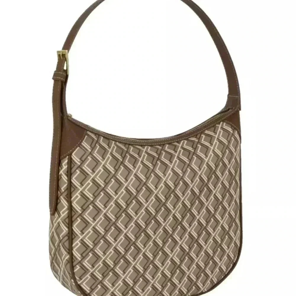NEW Primark Women's Geo Pattern Monogram Medium Slouchy Hobo Bag - Tan / Brown - Picture 3 of 5